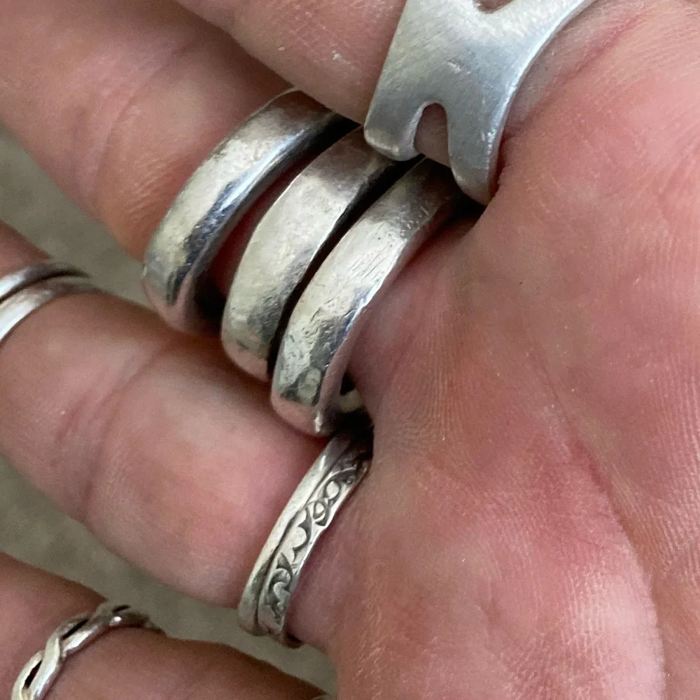 2 handmade *RUSTIC LUXE* sterling silver sand casted chunky rings all sizes - Picture 6 of 16
